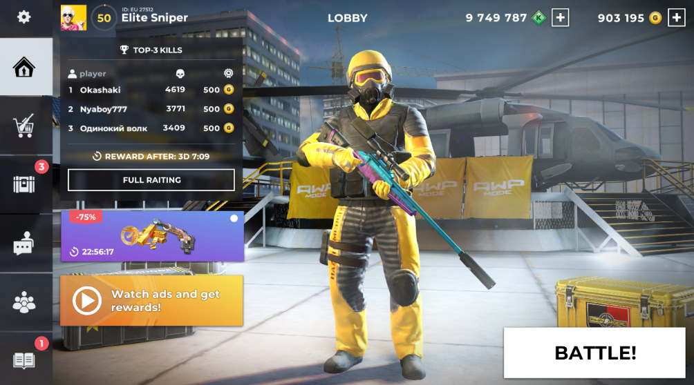 Hình ảnh AWP Mode: Hành động bắn tỉa 3D Hack Full Nhân Vật
